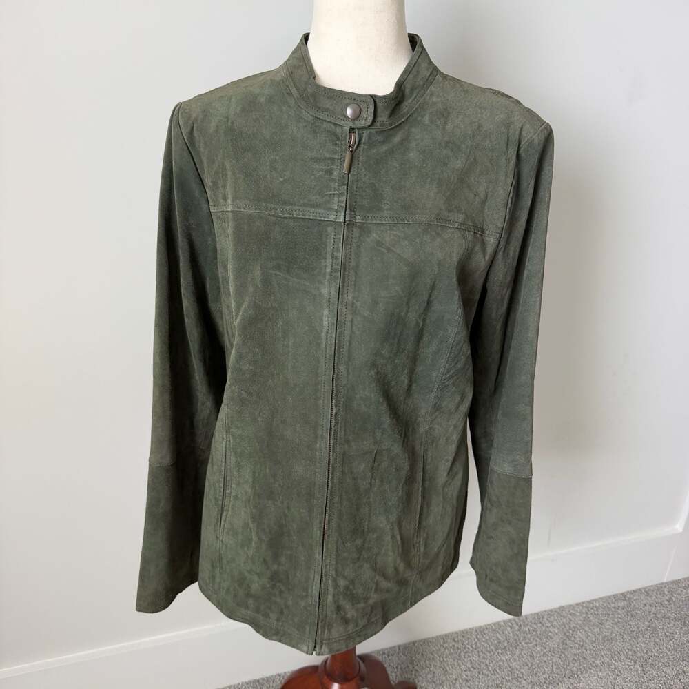 Chadwicks Green Suede Leather Zip Up Jacket Size 16T